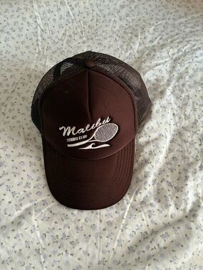 Urban Outfitters Brown 'Malibu Tennis Club' Mesh trucker hat